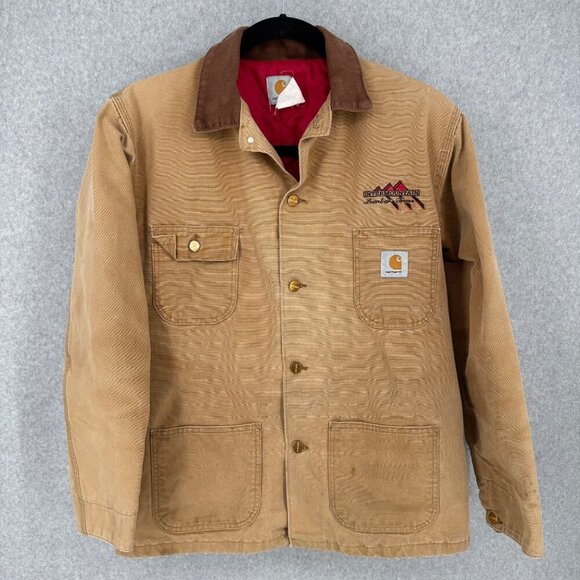 Carhartt Mens VTG Chore Jacket Size 44 Tall Canvas Quilted Lined Corduroy Collar - Picture 1 of 16